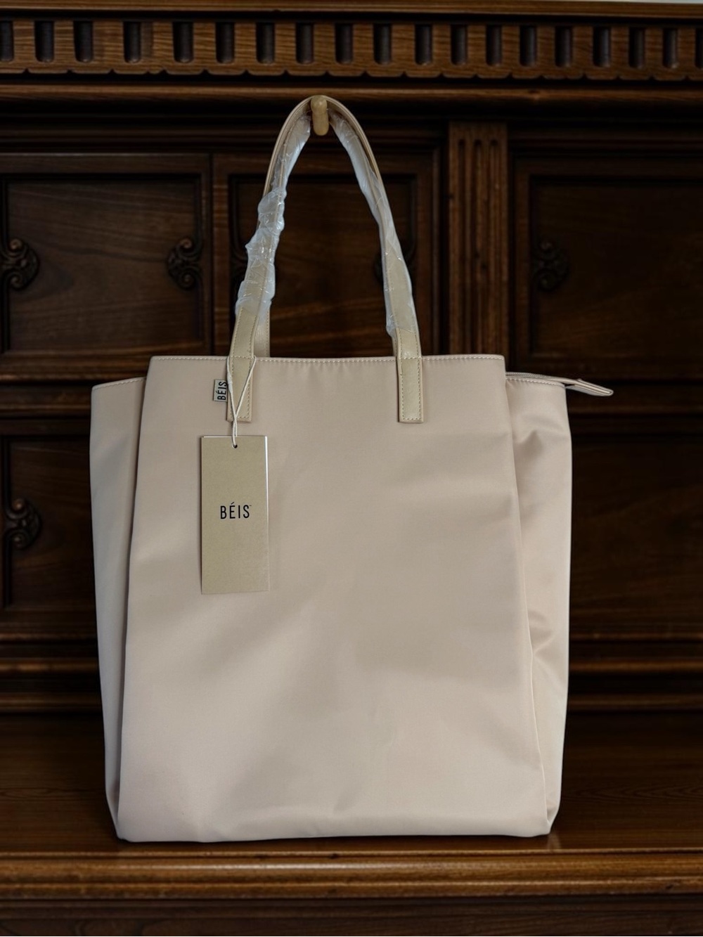BÉIS The Commuter Tote Beige Laptop Work Travel Bag NWT